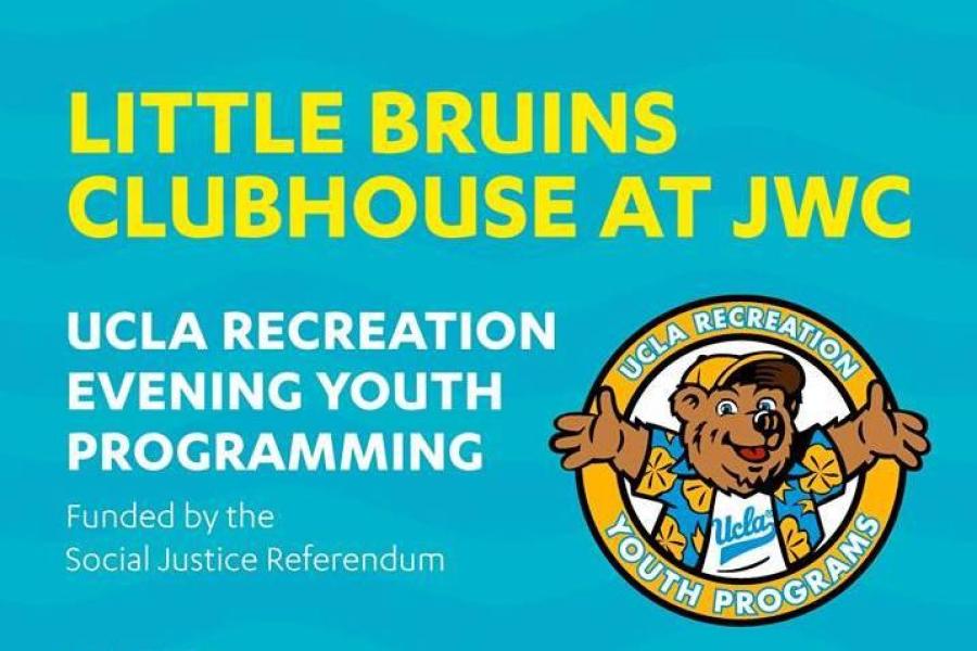 blue background with yellow lettering saying Little Bruins Clubhous at JWC